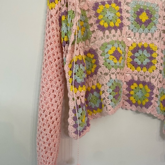 Hand Crocheted Multi Colored Cardigan - Picture 8 of 8